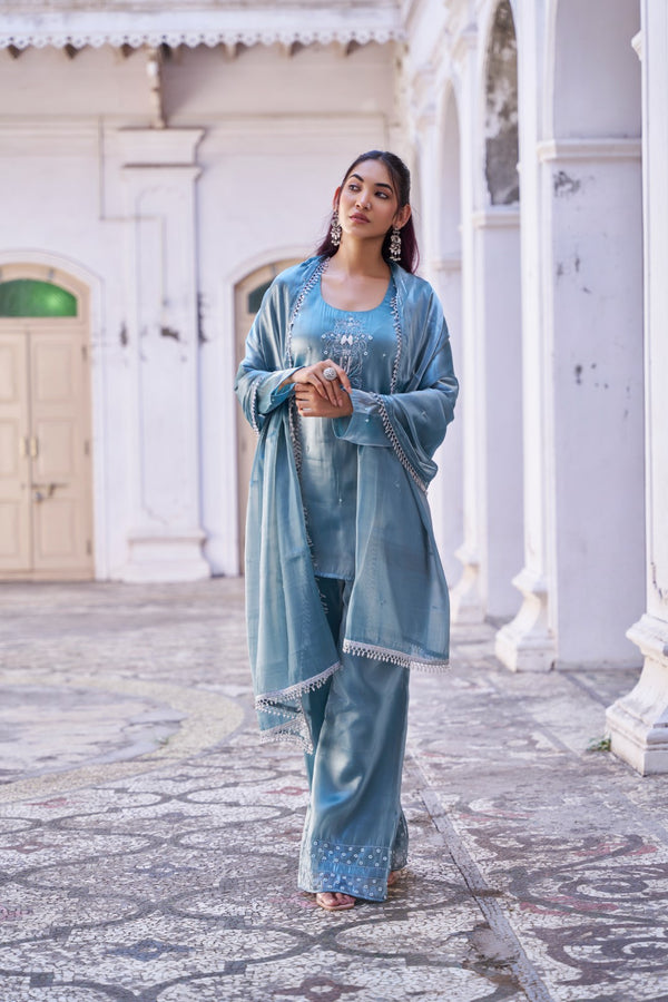 Nazakat Suit shimmery Blue